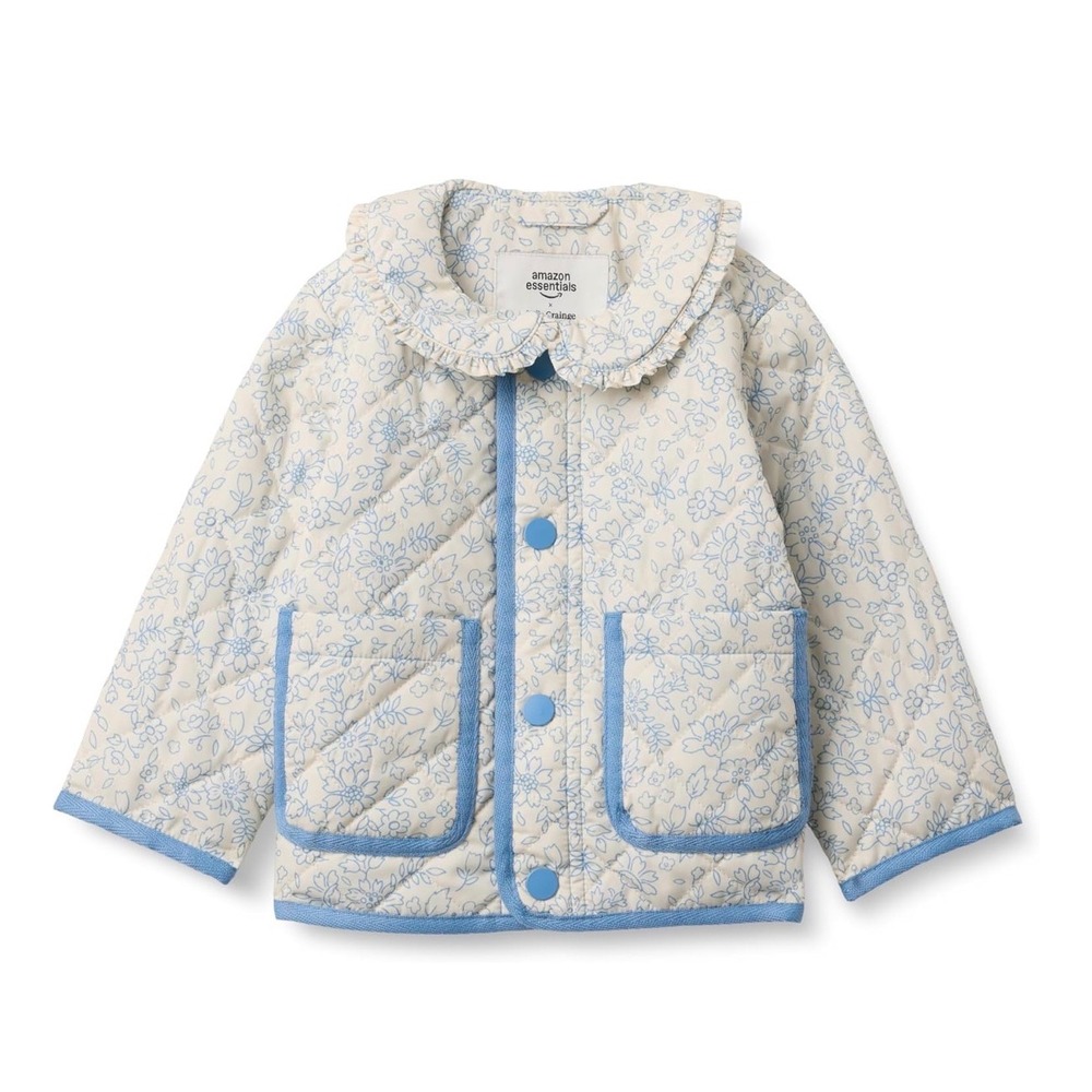 Amazon Essentials x Sofia Grainge Kids Quilted Floral Jacket Blue White 12M NEW